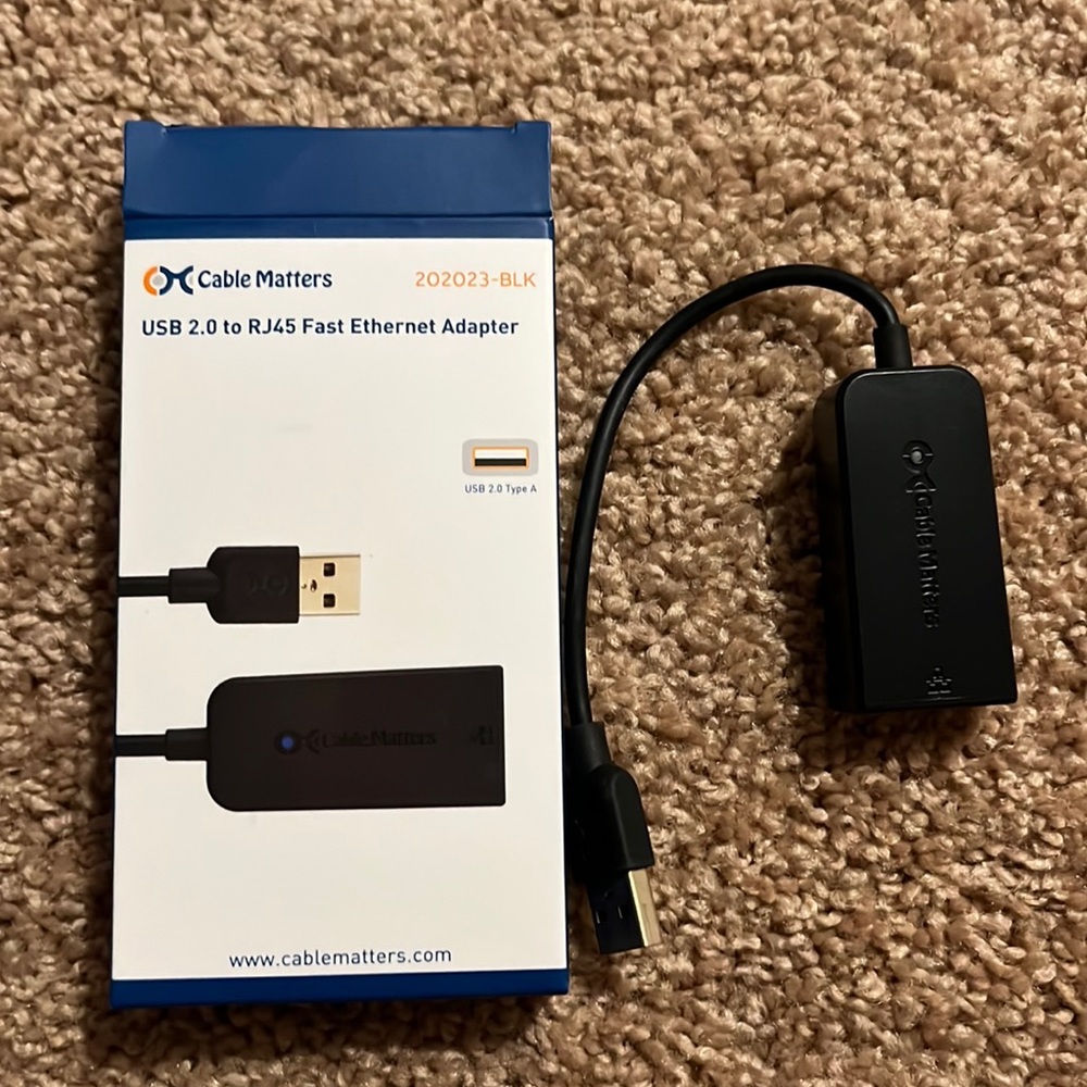 Cable Matter USB 2.0 to RJ45 fast Ethernet adapter